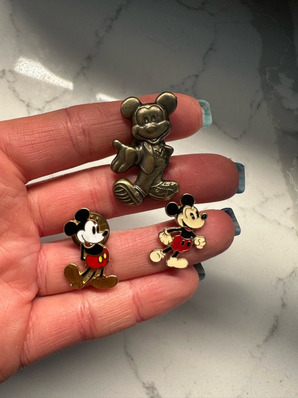 Disney Mickey Mouse Pins - Black, Red, Gold - Set of 3 from 80s or 90s